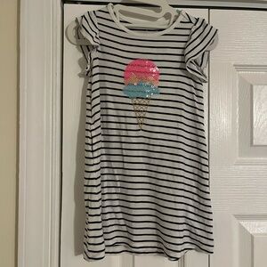 Striped Dress with Sequin Ice Cream Design